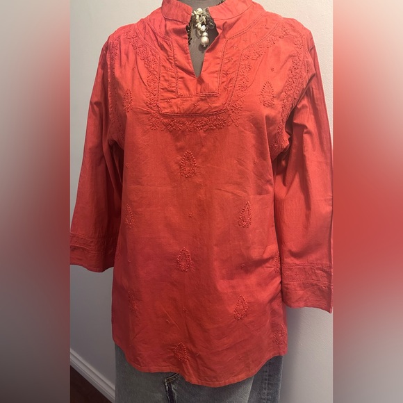 Other - Vintage Cotton Embroidered Terracotta Tunic
